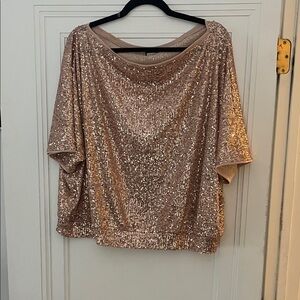 Sequin Boatneck Top - Rose Gold